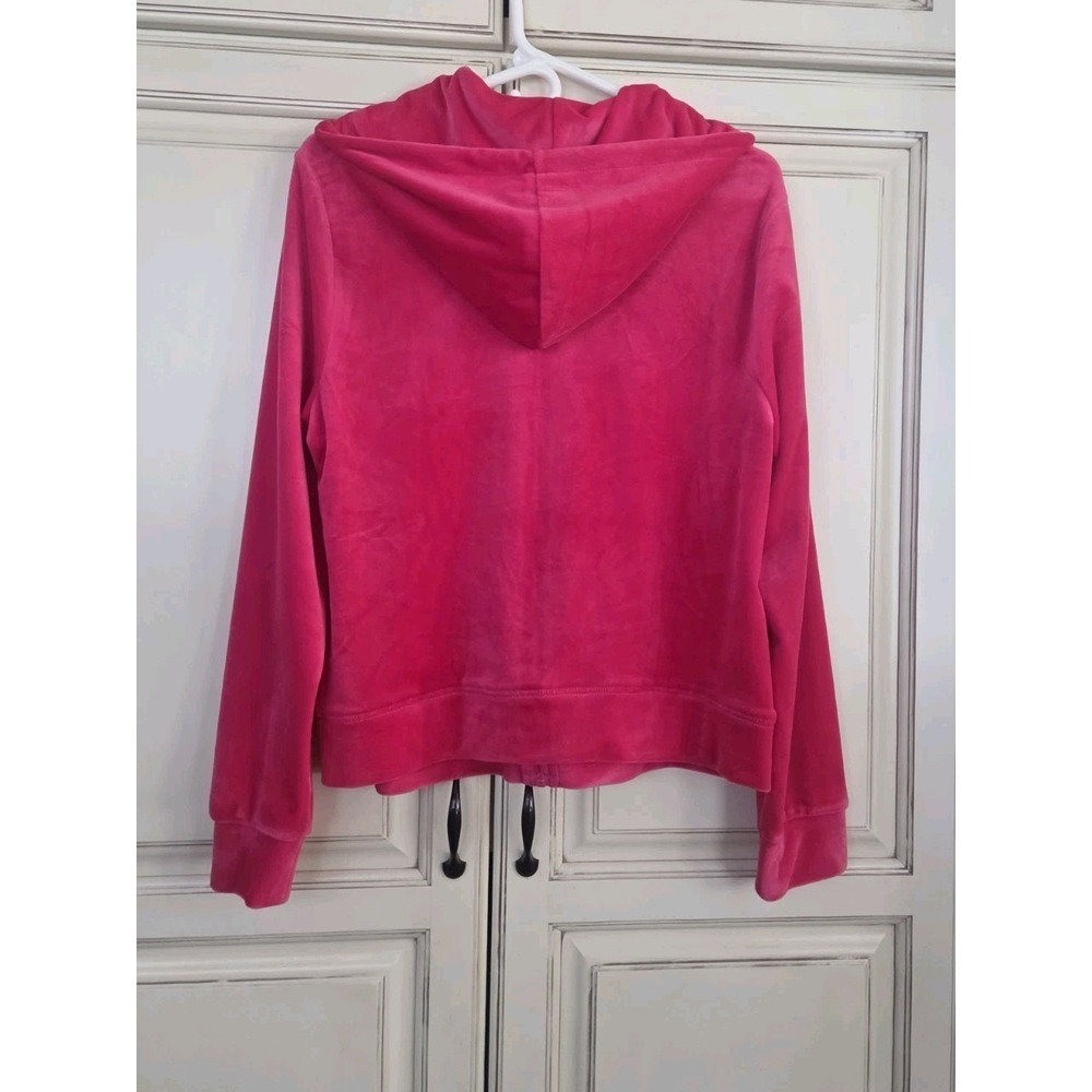 Juicy Couture Velour Hoodie Full Zip Jacket Rhinestone Logo Women's XL Pink - Picture 2 of 10